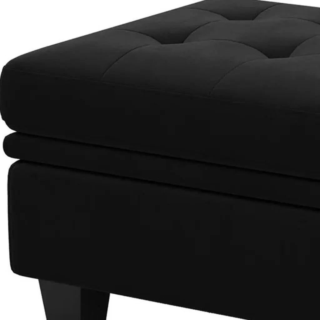 32" Black Velvet Tufted Storage Ottoman Homeroots Living Room