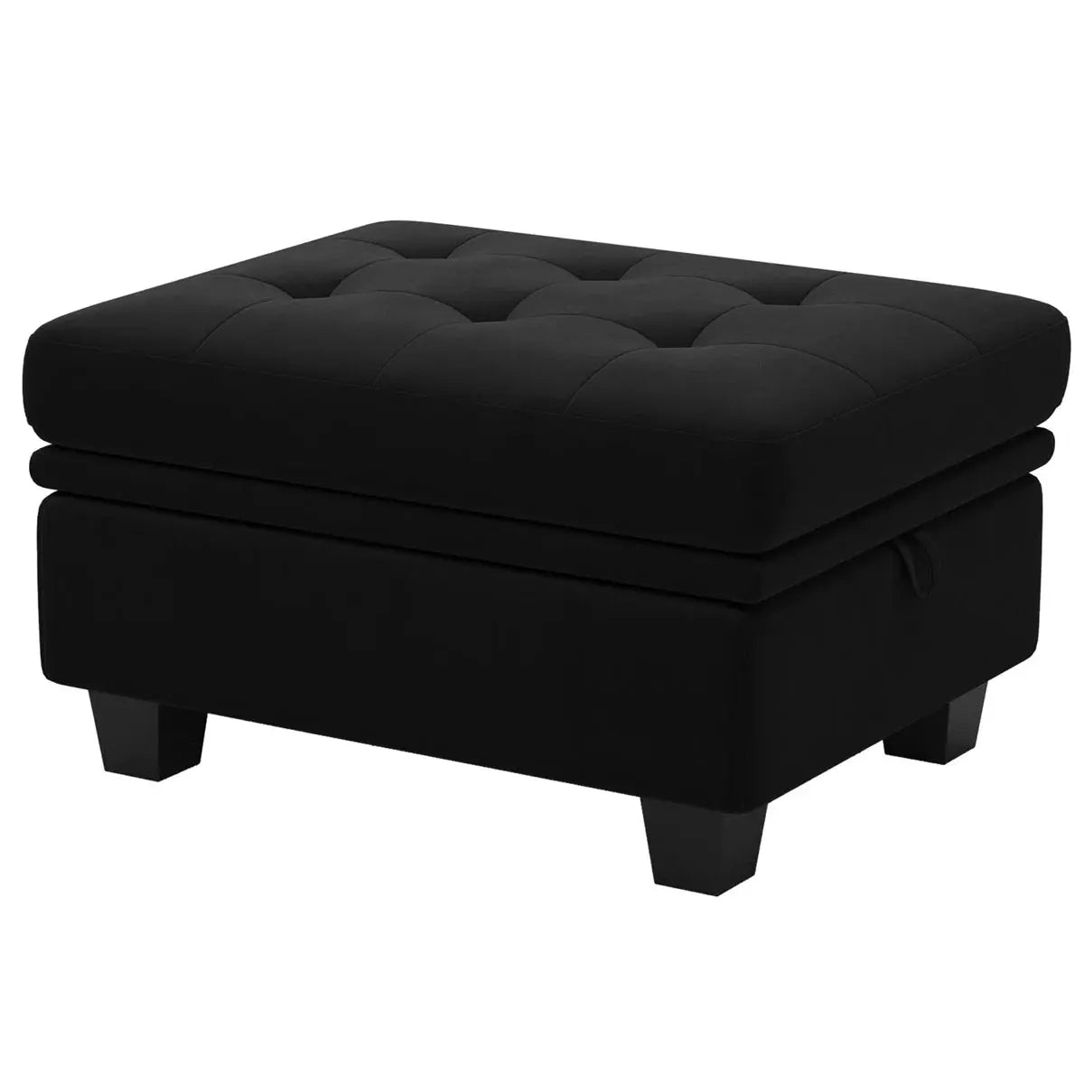 32" Black Velvet Tufted Storage Ottoman Homeroots Living Room