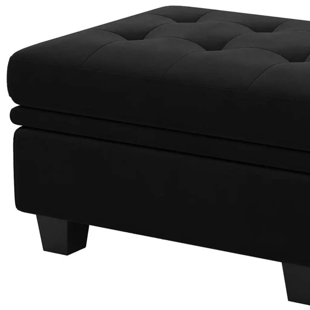 32" Black Velvet Tufted Storage Ottoman Homeroots Living Room