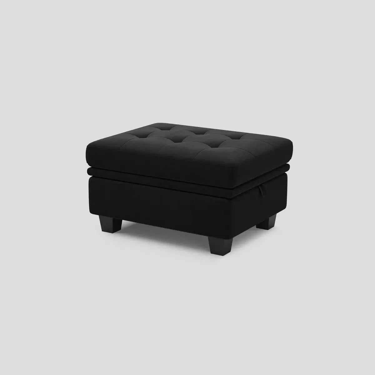 32" Black Velvet Tufted Storage Ottoman Homeroots Living Room