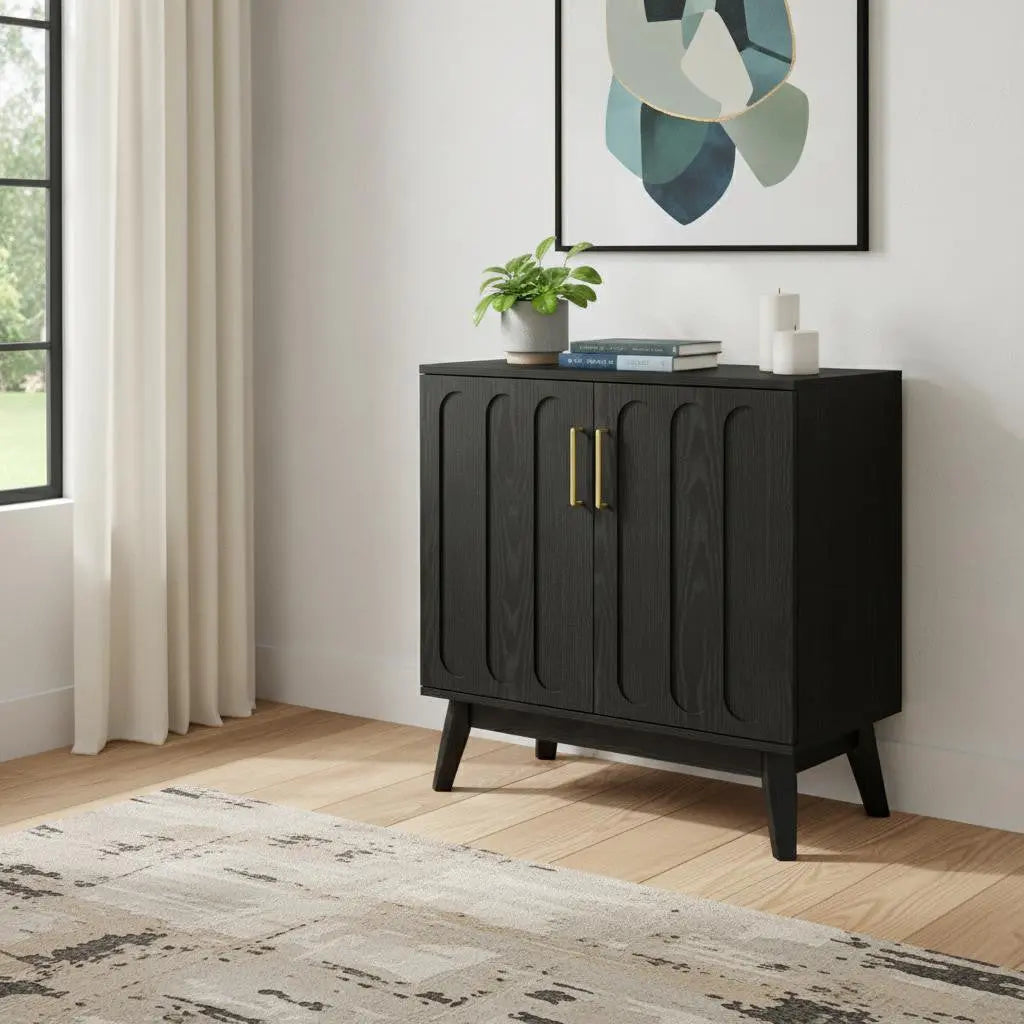 32" Black Wood Accent Cabinet Homeroots