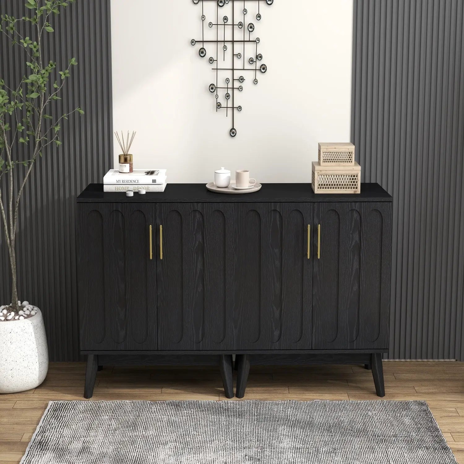 32" Black Wood Accent Cabinet Homeroots