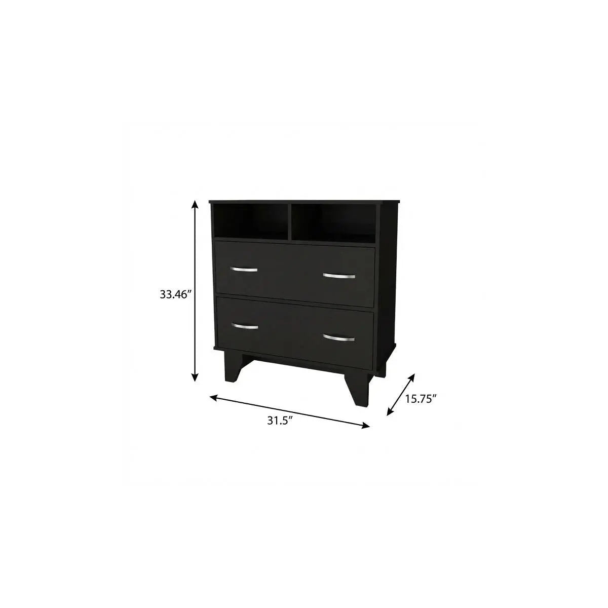 32" Black Wood Two Drawer Dresser Homeroots Bed & Bath