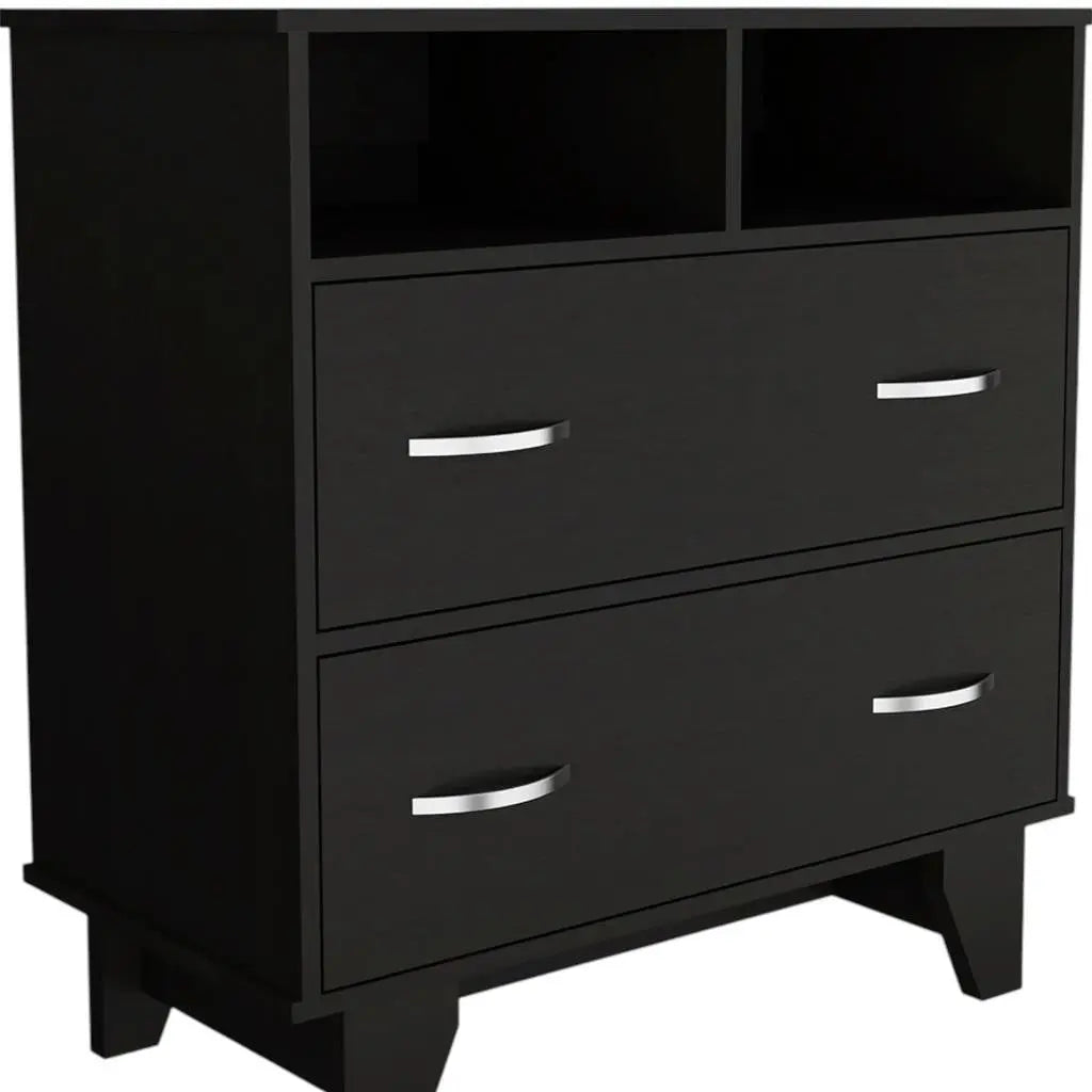 32" Black Wood Two Drawer Dresser Homeroots Bed & Bath