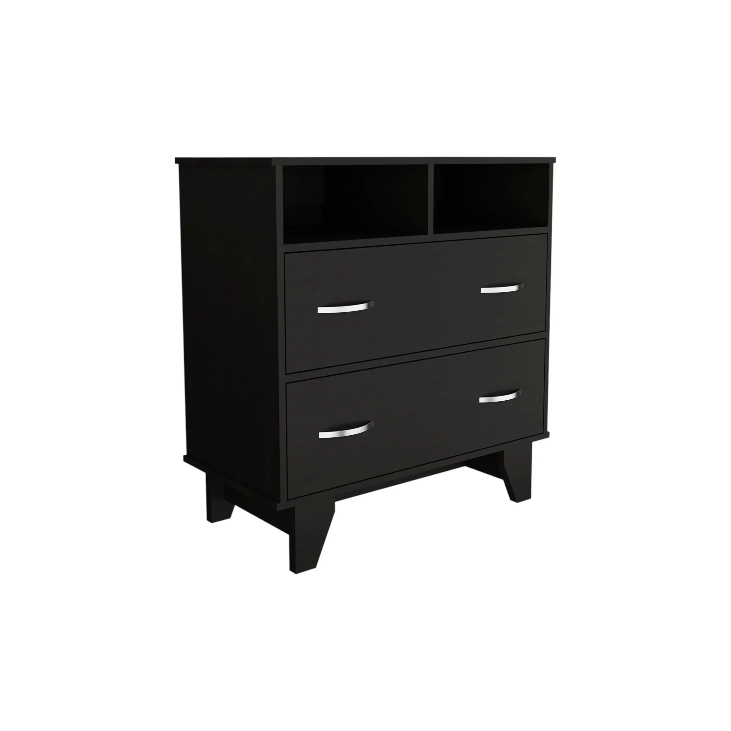 32" Black Wood Two Drawer Dresser Homeroots Bed & Bath