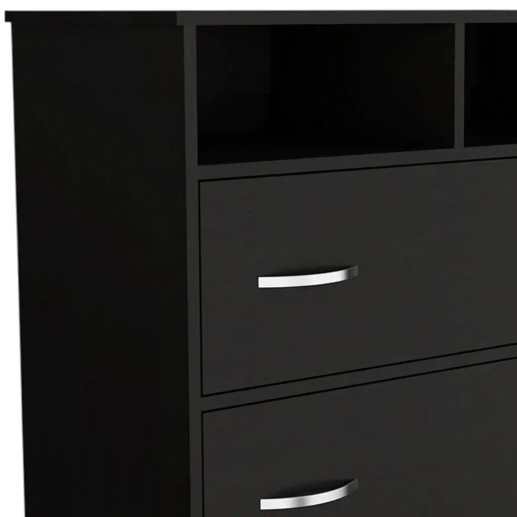 32" Black Wood Two Drawer Dresser Homeroots Bed & Bath