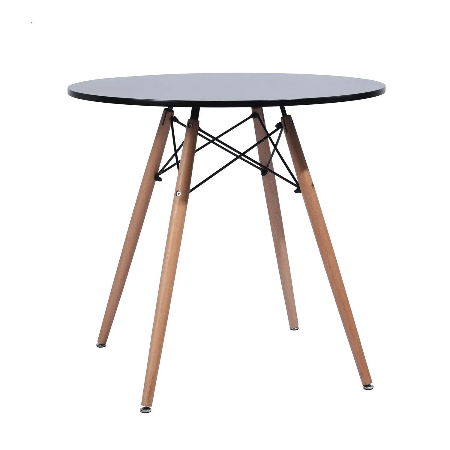32" Black and Natural Wood Round Top Dining Table Homeroots Kitchen & Dining