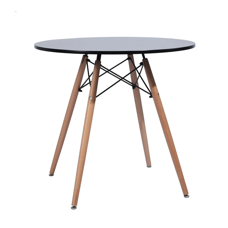 32" Black and Natural Wood Round Top Dining Table Homeroots Kitchen & Dining
