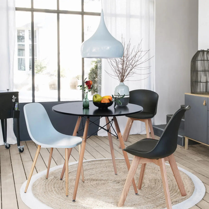 32" Black and Natural Wood Round Top Dining Table Homeroots Kitchen & Dining