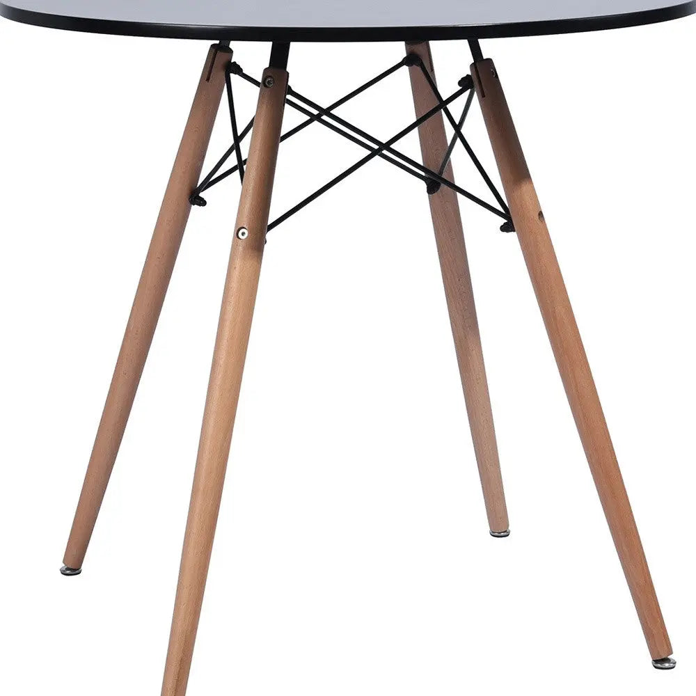 32" Black and Natural Wood Round Top Dining Table Homeroots Kitchen & Dining