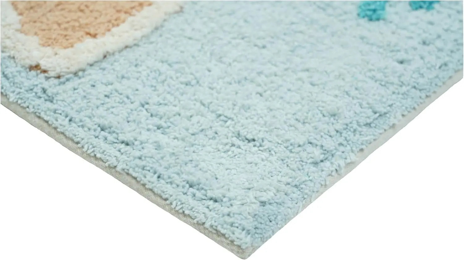 32" Blue Tan And White Cotton Seashells And Coral Bath Rug - GreatEagleInc