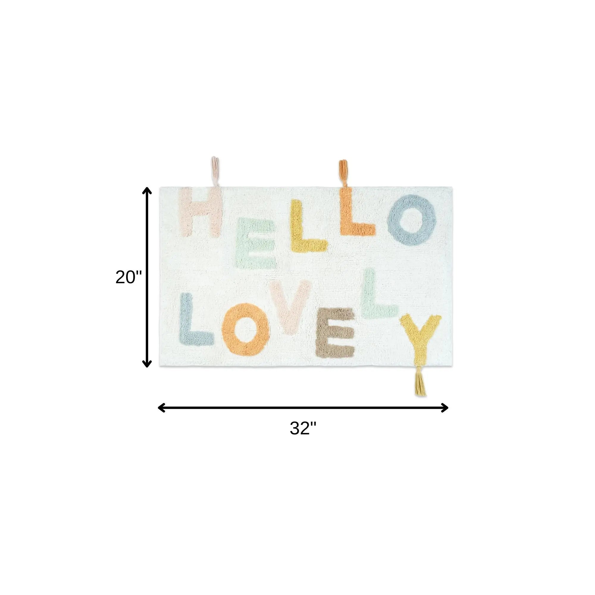 32" Blue White And Yellow Cotton Hello Lovely Youthful Bath Rug - GreatEagleInc