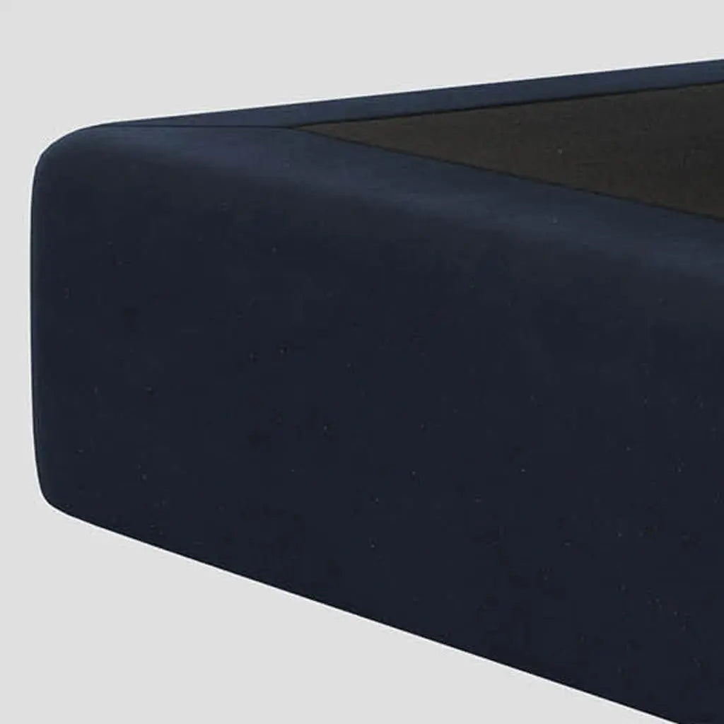 32" Blue and Black Velvet Footstool Homeroots Living Room