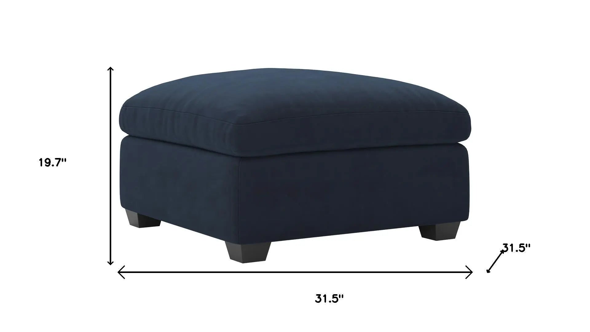 32" Blue and Black Velvet Footstool Homeroots Living Room