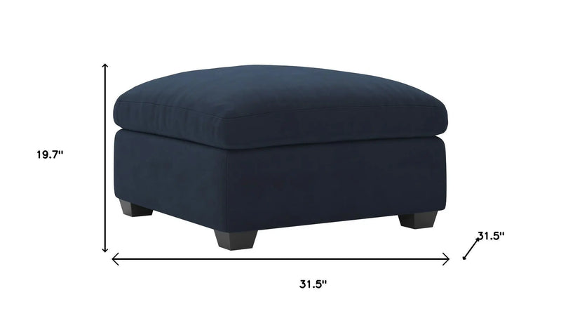 32" Blue and Black Velvet Footstool Homeroots Living Room