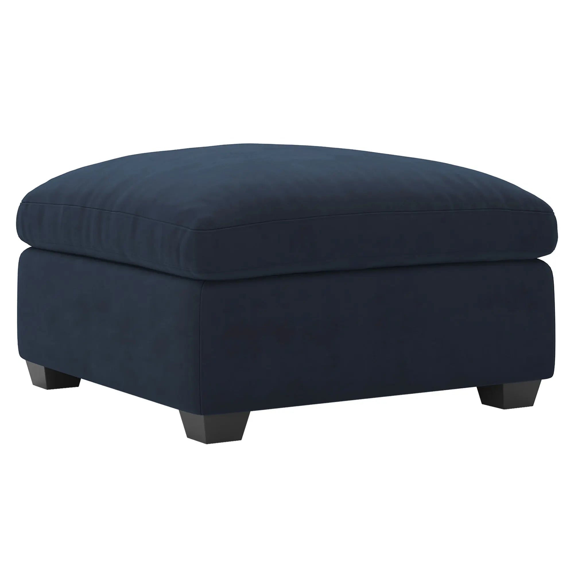 32" Blue and Black Velvet Footstool Homeroots Living Room