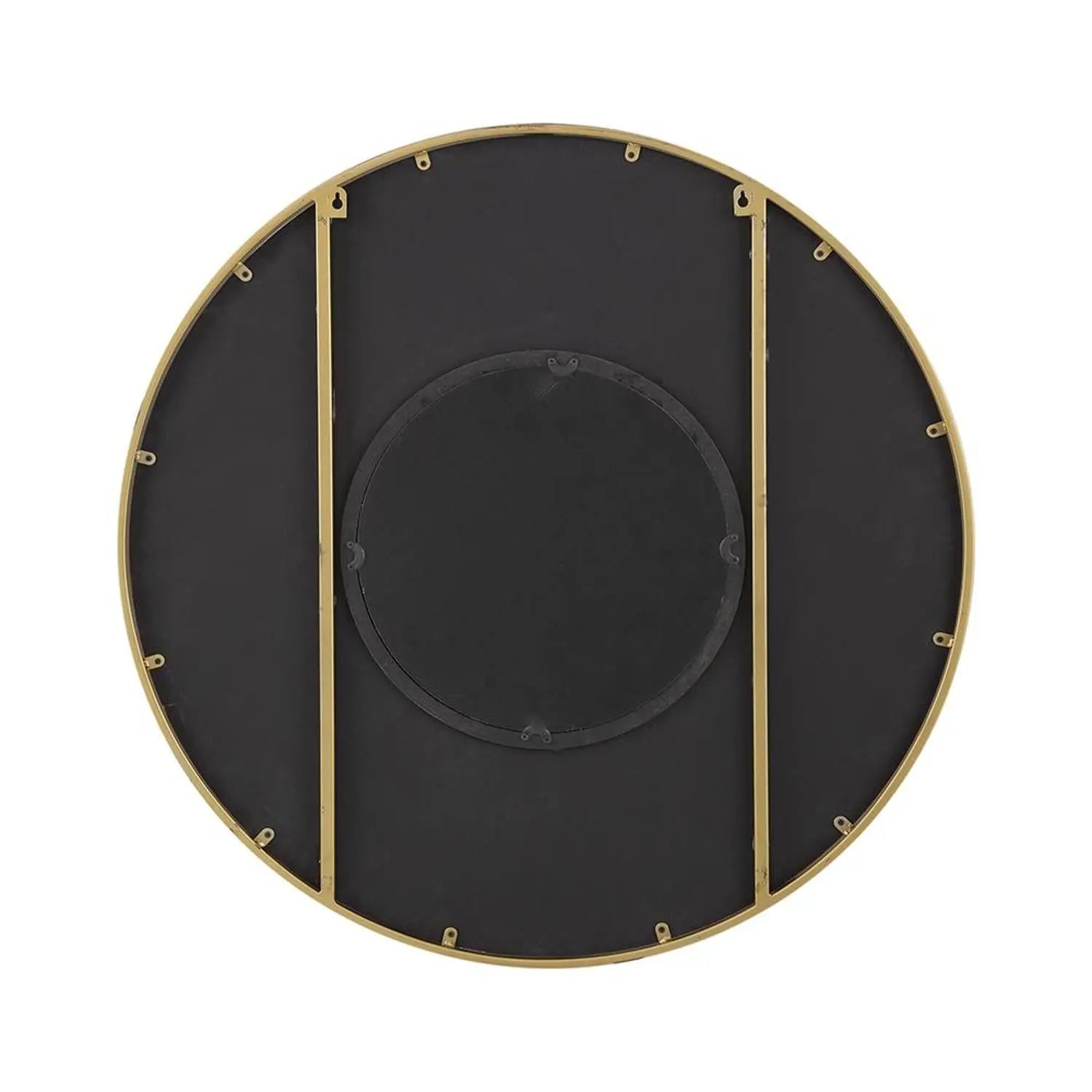 32" Brown And Gold Round Wood And Metal Framed Accent Mirror Homeroots Bed & Bath