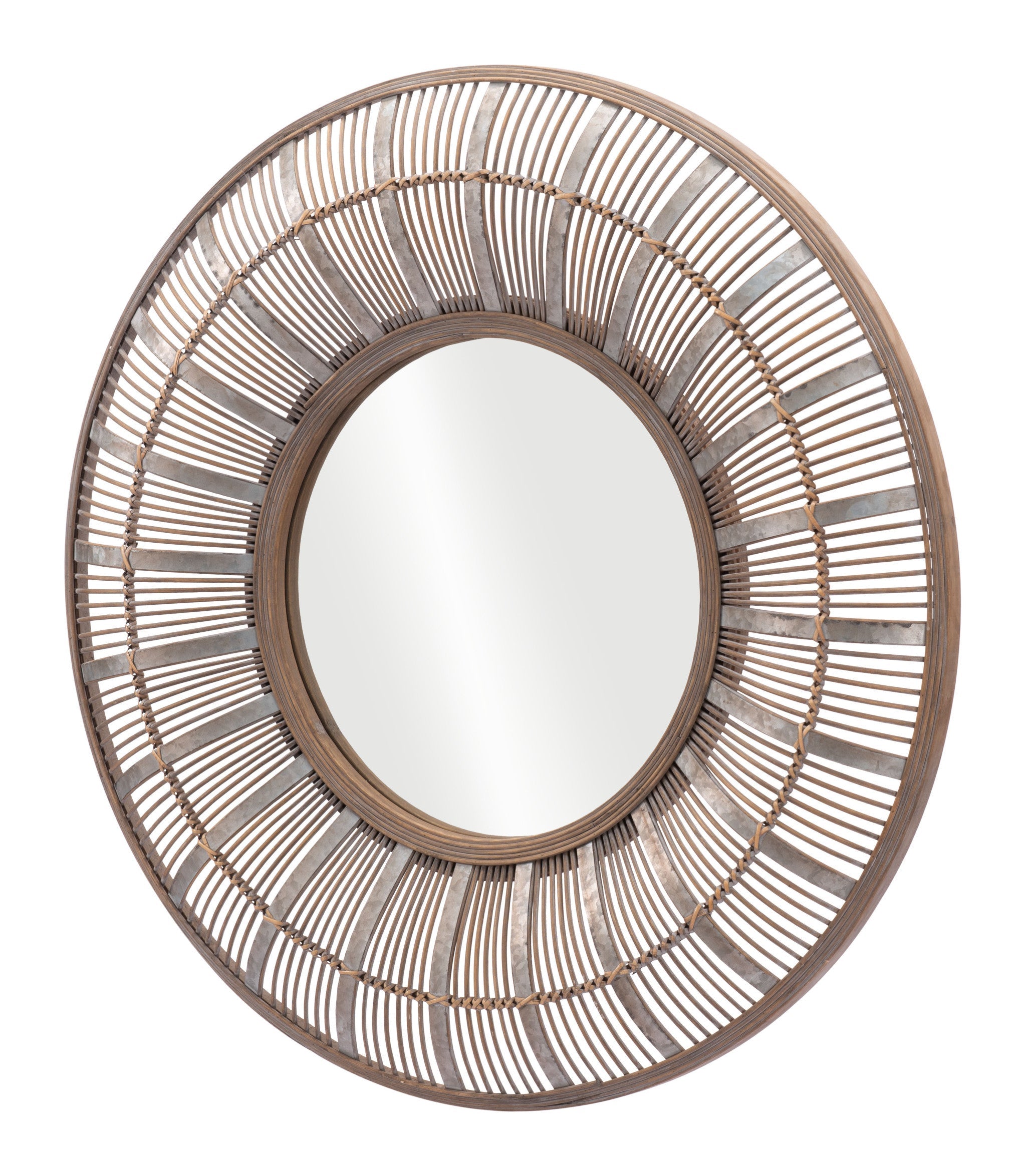 32" Brown Round Accent Mirror - GreatEagleInc