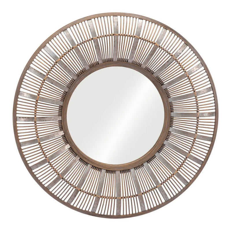 32" Brown Round Accent Mirror - GreatEagleInc
