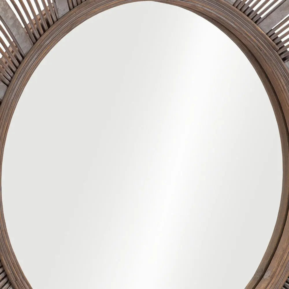 32" Brown Round Accent Mirror - GreatEagleInc