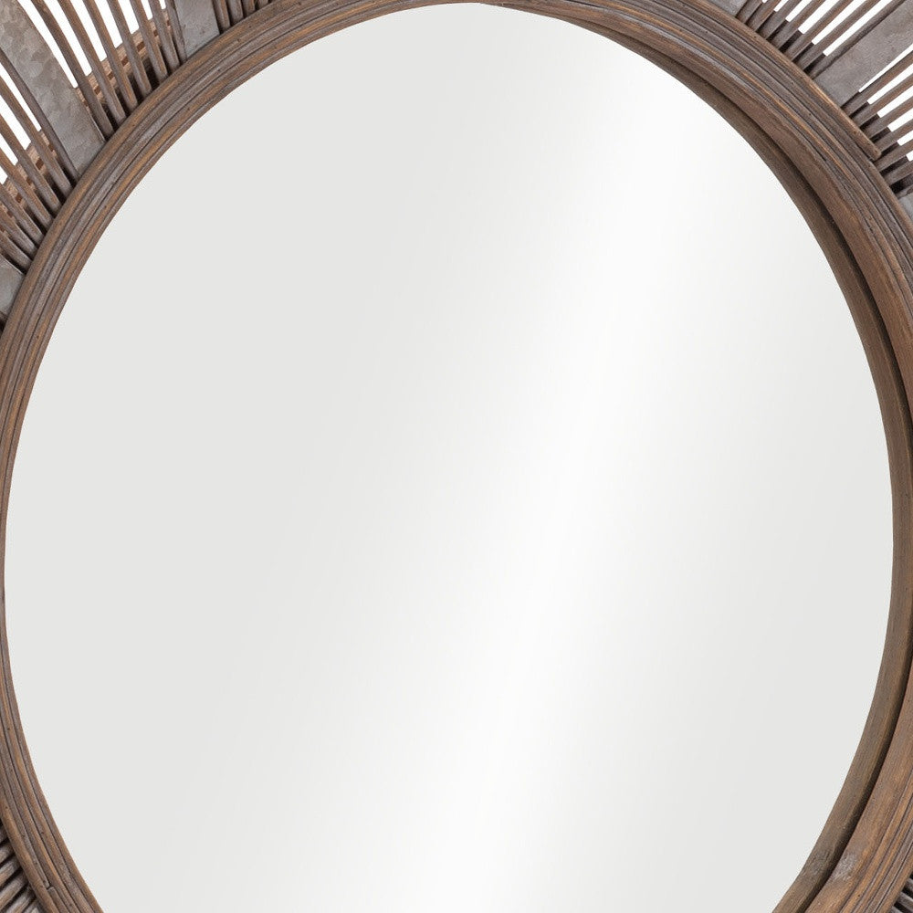 32" Brown Round Accent Mirror - GreatEagleInc