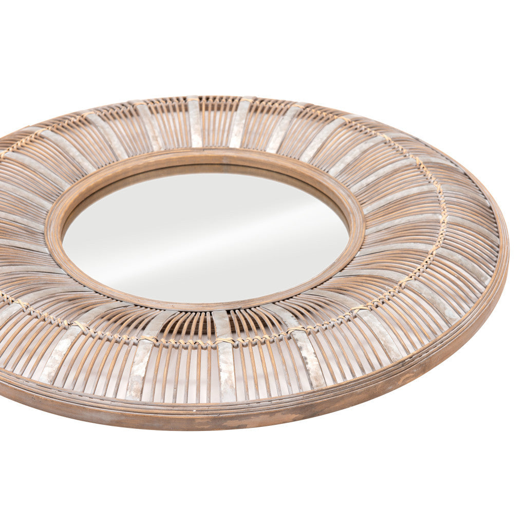 32" Brown Round Accent Mirror - GreatEagleInc