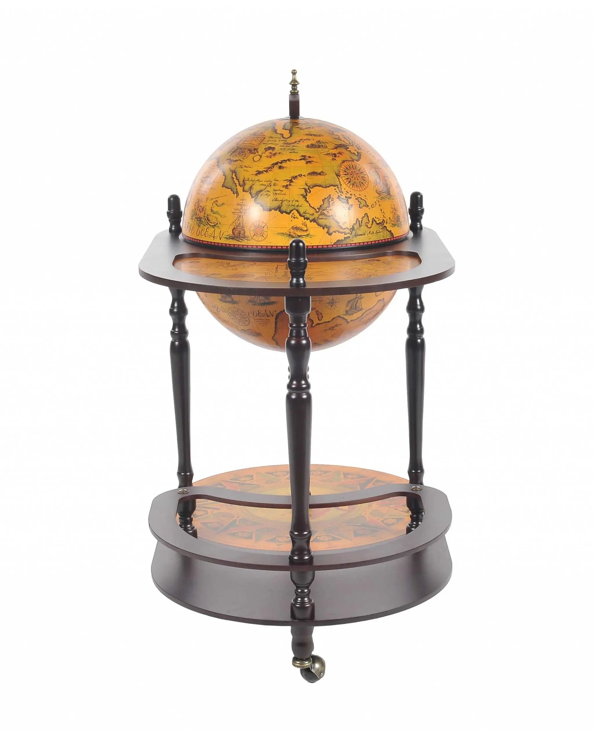 32" Brown Solid Wood Oval Rolling Bar Cart With Wine Storage Homeroots Kitchen & Dining