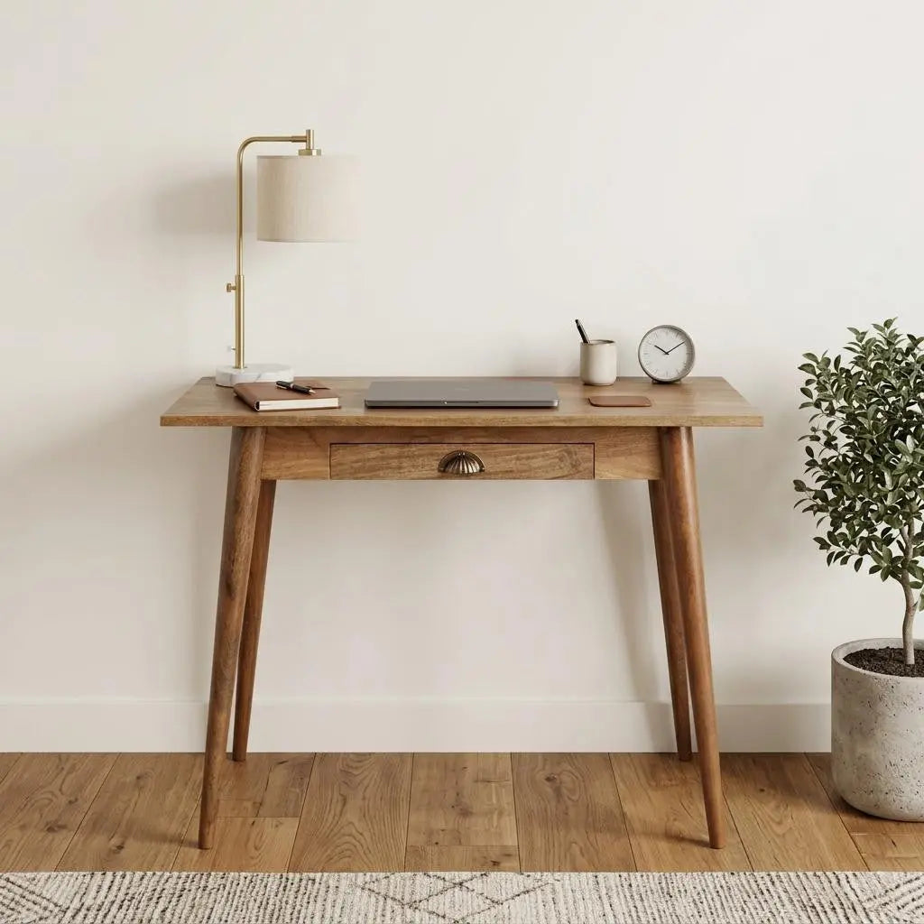 32" Brown Solid Wood Writing Desk Homeroots Office