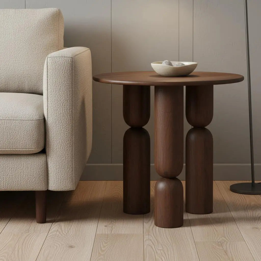 32" Brown Solid Wood and Wood Tray Table Homeroots Living Room
