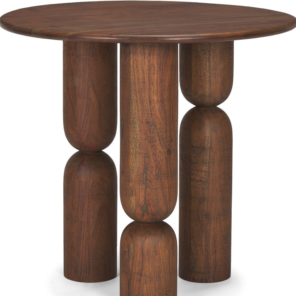32" Brown Solid Wood and Wood Tray Table Homeroots Living Room