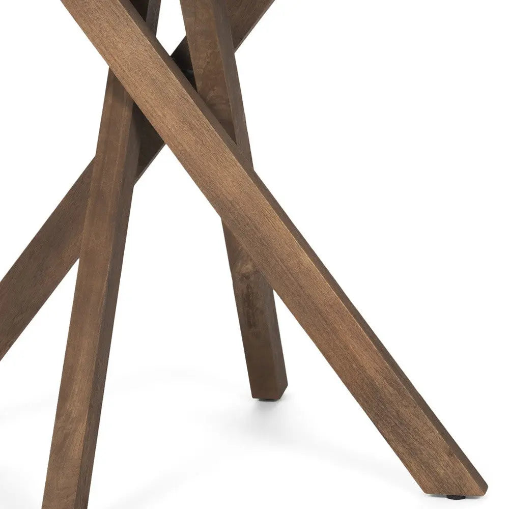 32" Brown Solid Wood and Wood Tray Table Homeroots Living Room