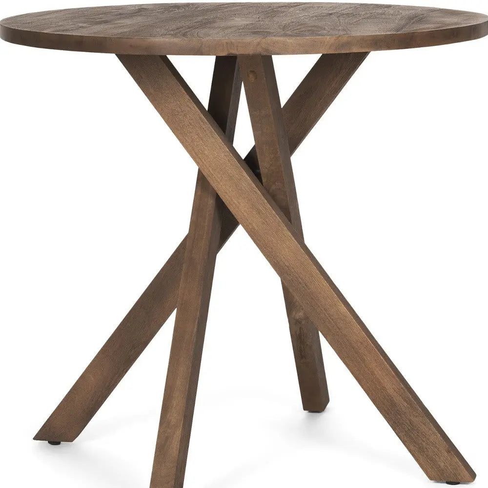 32" Brown Solid Wood and Wood Tray Table Homeroots Living Room