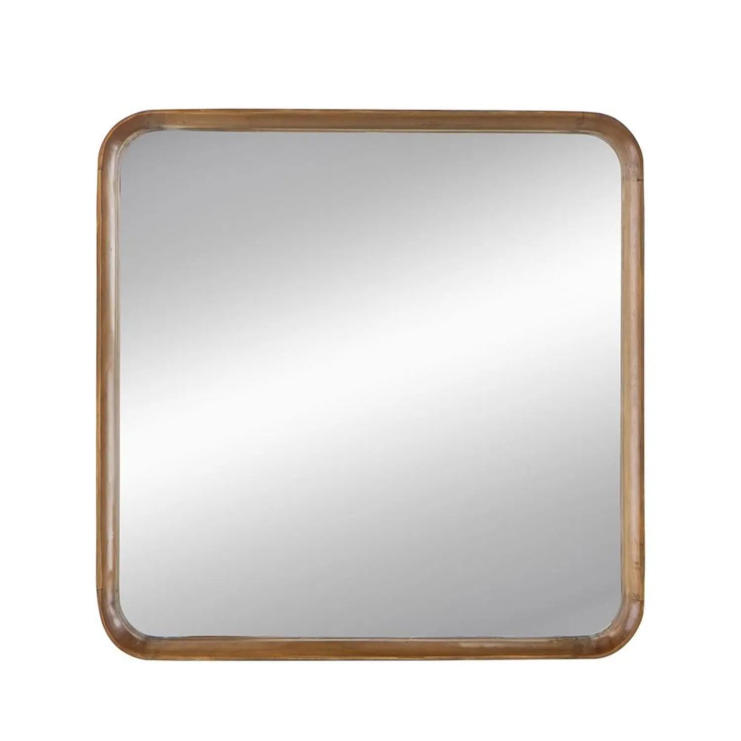 32" Brown Square Wood Framed Accent Mirror Homeroots Bed & Bath