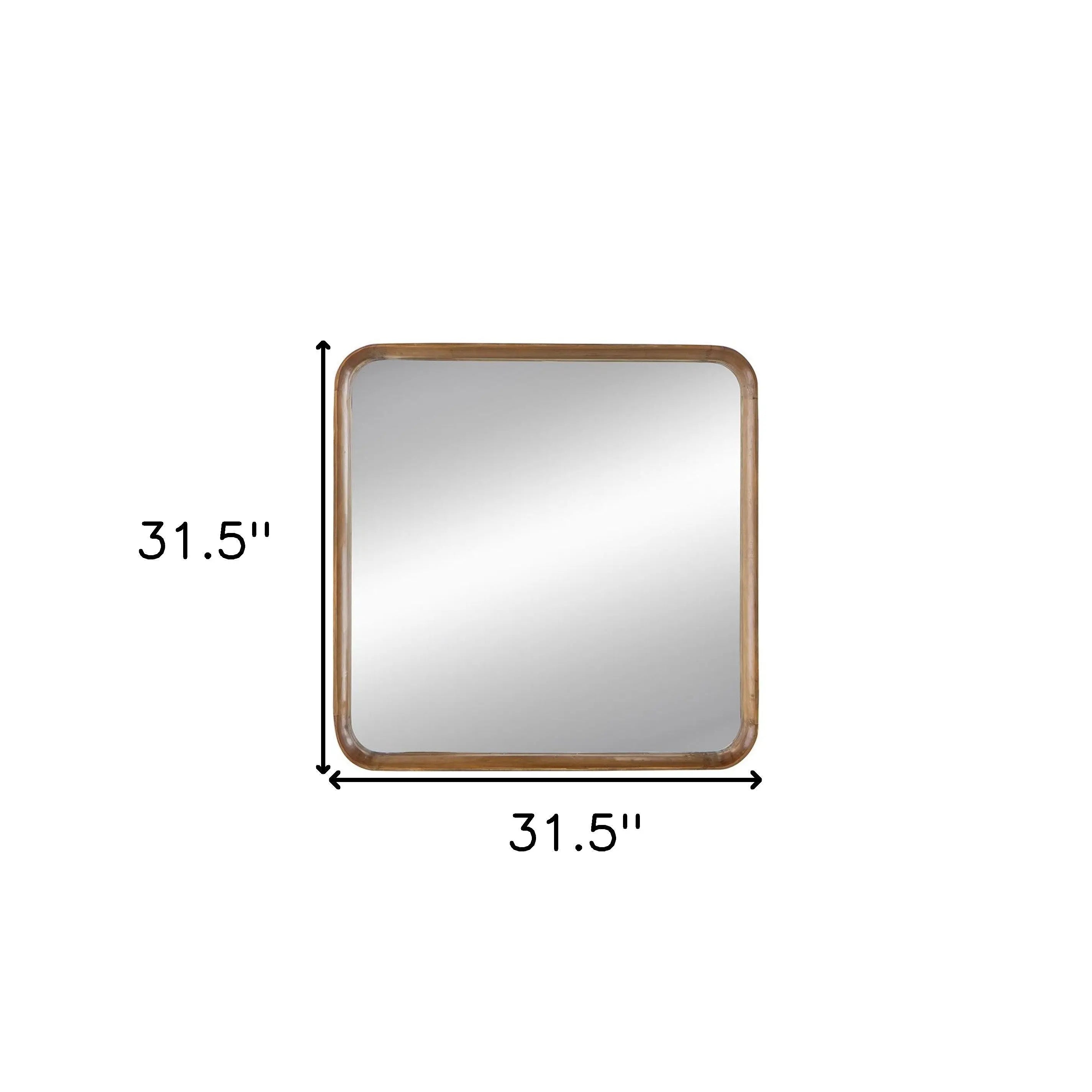 32" Brown Square Wood Framed Accent Mirror Homeroots Bed & Bath