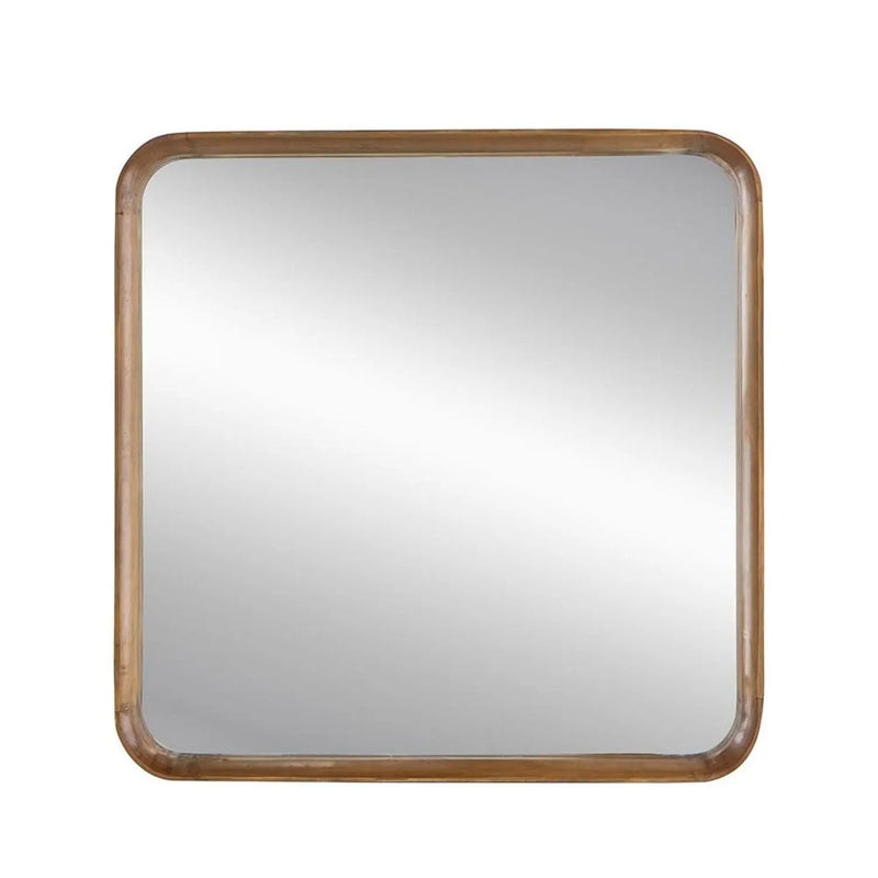 32" Brown Square Wood Framed Accent Mirror Homeroots Bed & Bath
