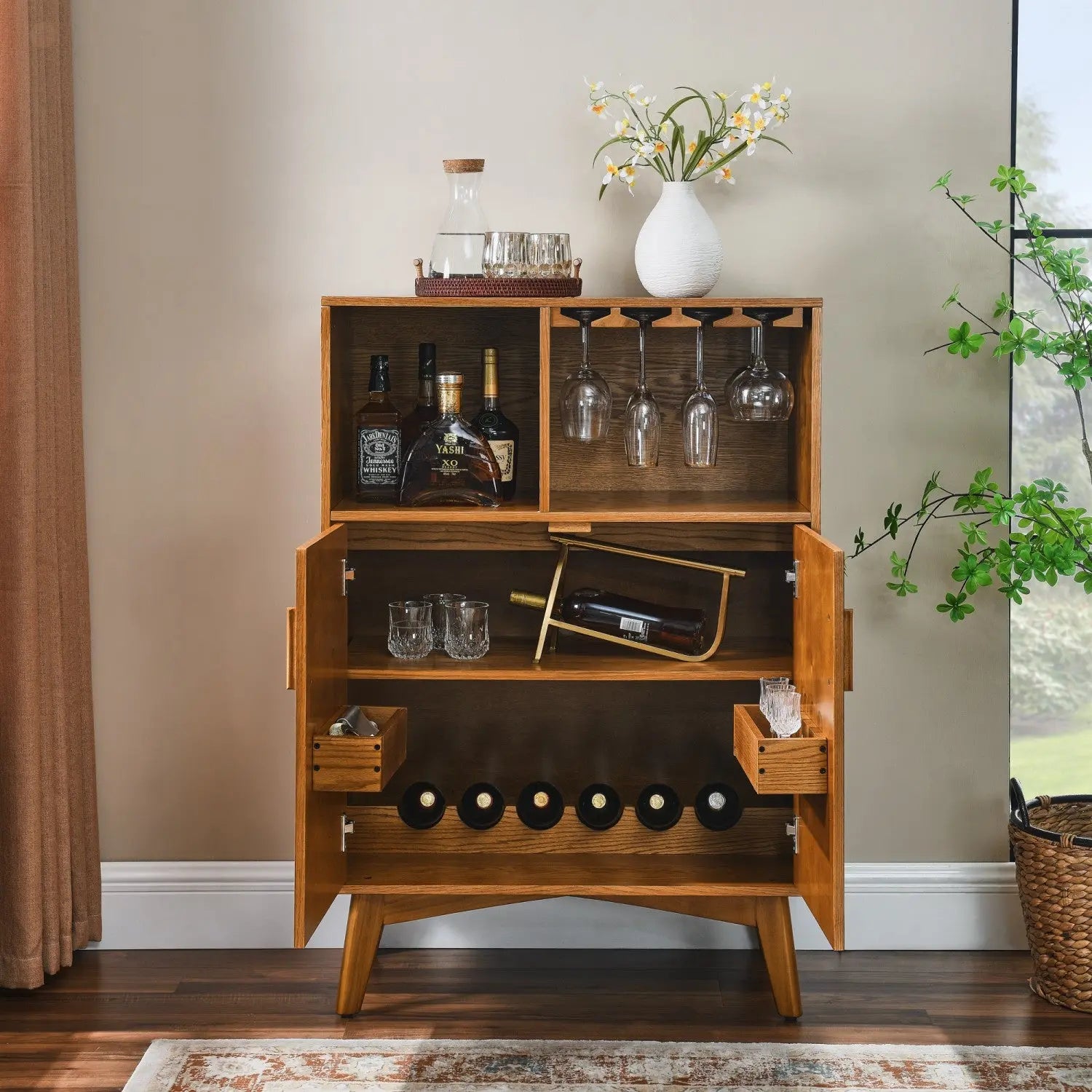 32" Brown Wood Accent Cabinet Homeroots Kitchen & Dining