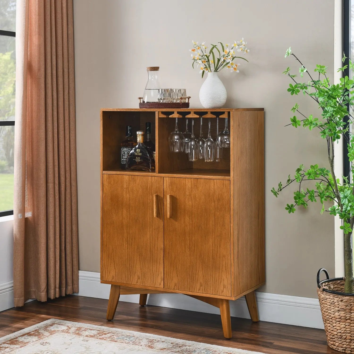 32" Brown Wood Accent Cabinet Homeroots Kitchen & Dining