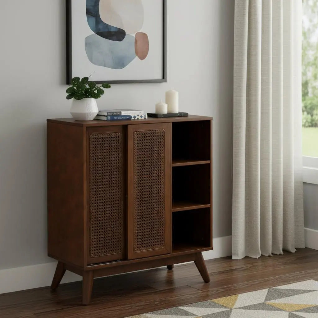 32" Brown Wood Accent Cabinet Homeroots Kitchen & Dining