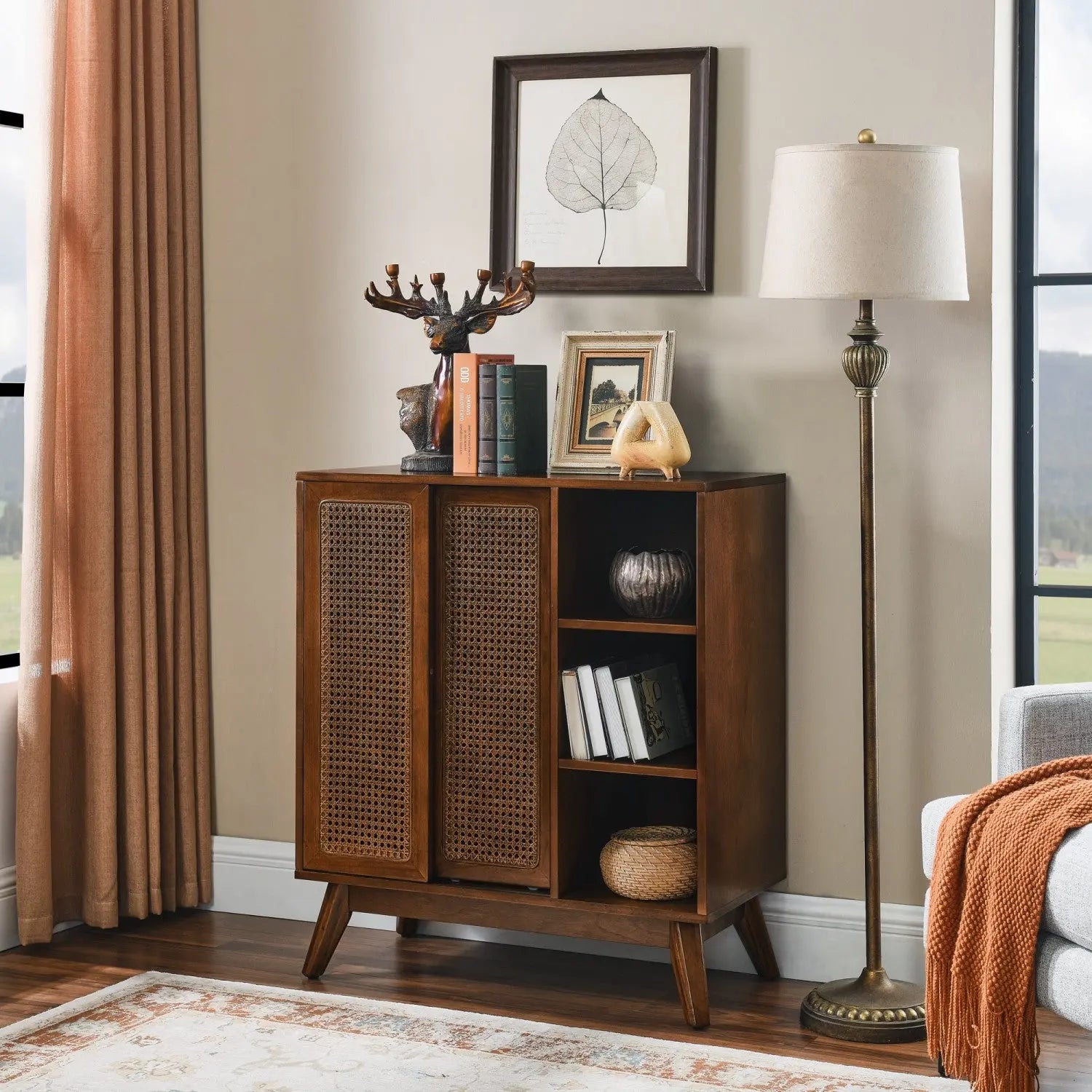 32" Brown Wood Accent Cabinet Homeroots Kitchen & Dining