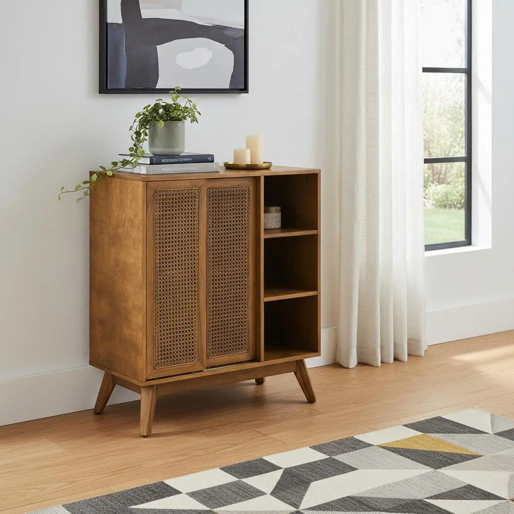 32" Brown Wood Accent Cabinet Homeroots Kitchen & Dining