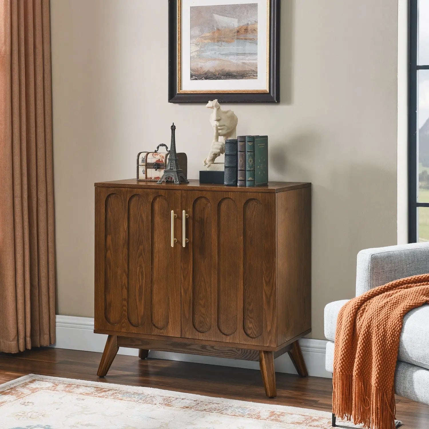 32" Brown Wood Accent Cabinet Homeroots Kitchen & Dining