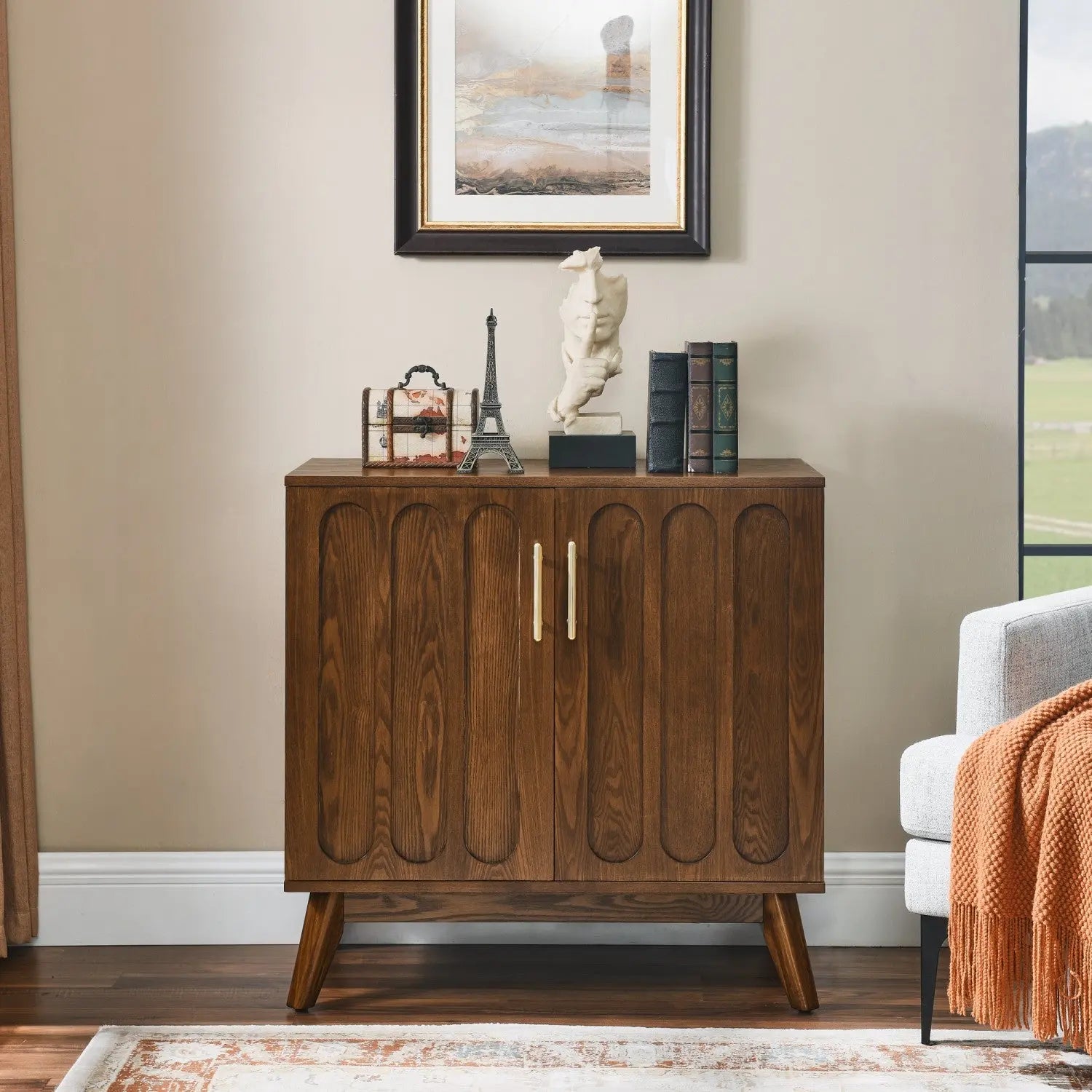 32" Brown Wood Accent Cabinet Homeroots Kitchen & Dining