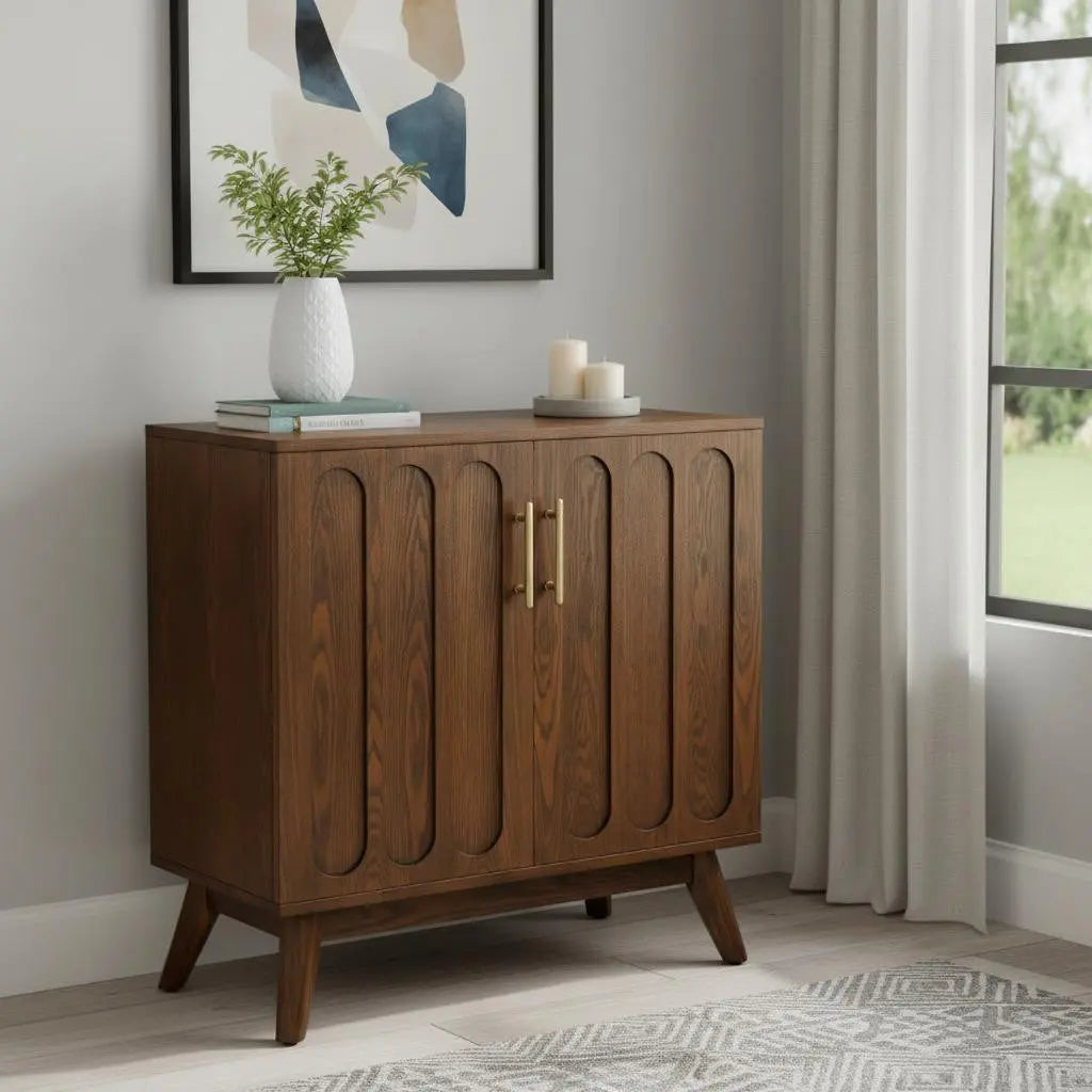 32" Brown Wood Accent Cabinet Homeroots Kitchen & Dining
