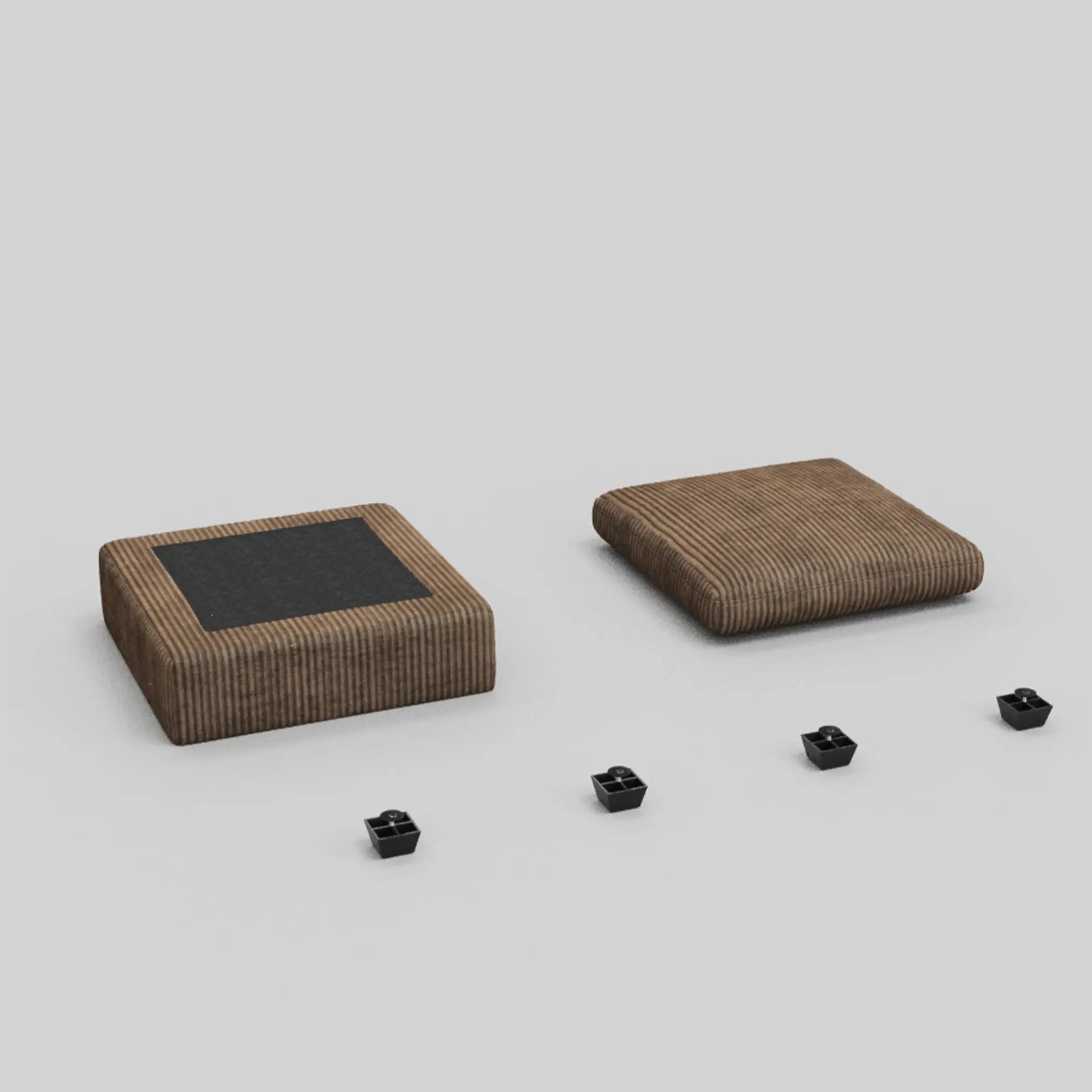 32" Brown and Black Corduroy Ottoman Homeroots Living Room