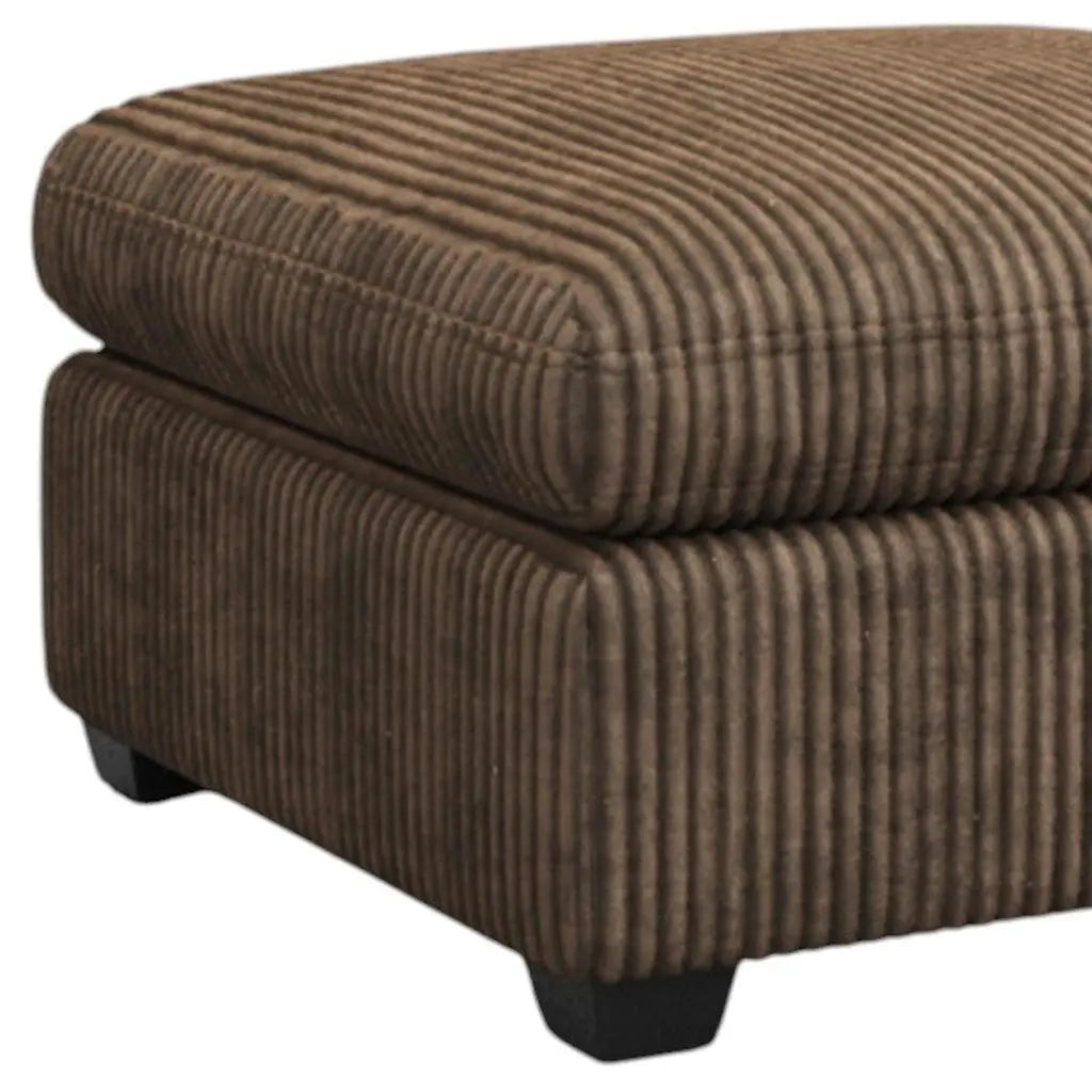 32" Brown and Black Corduroy Ottoman Homeroots Living Room