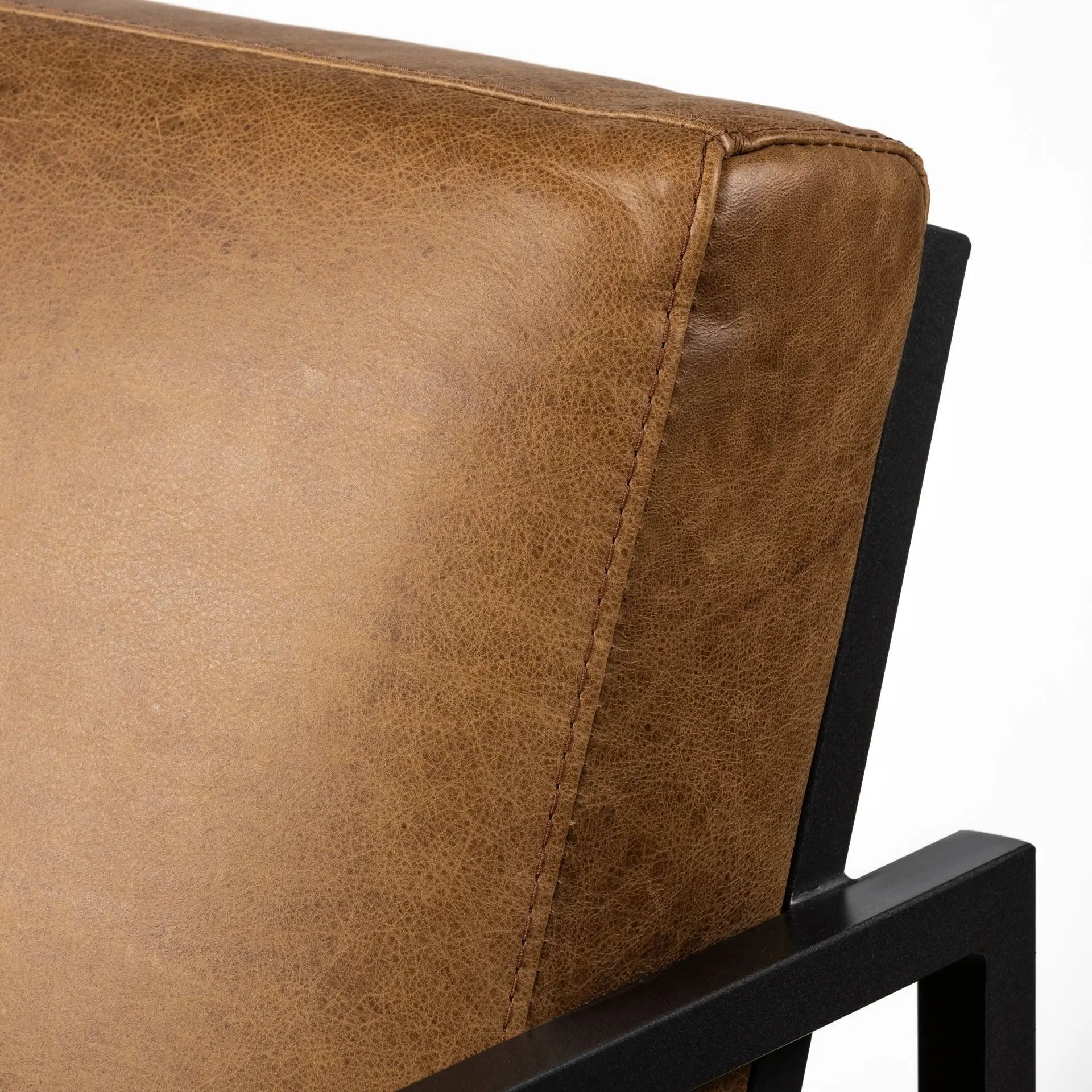 32" Brown and Black Faux Leather Distressed Arm Chair - GreatEagleInc