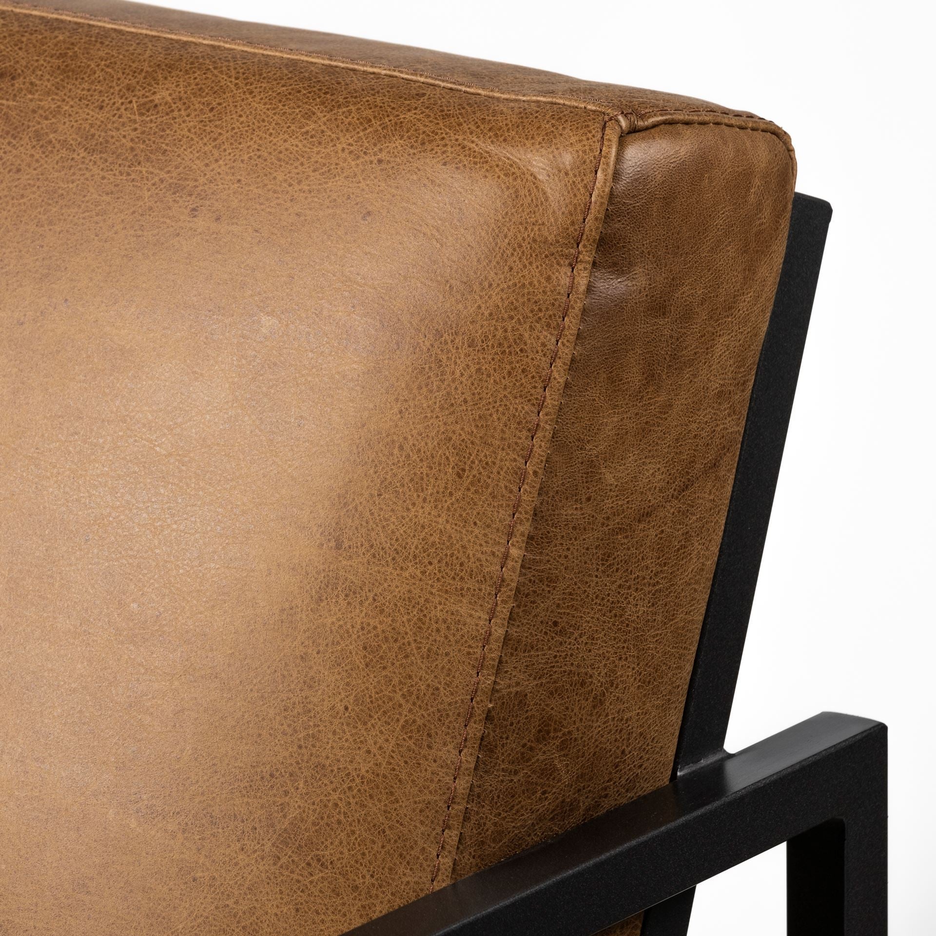 32" Brown and Black Faux Leather Distressed Arm Chair - GreatEagleInc