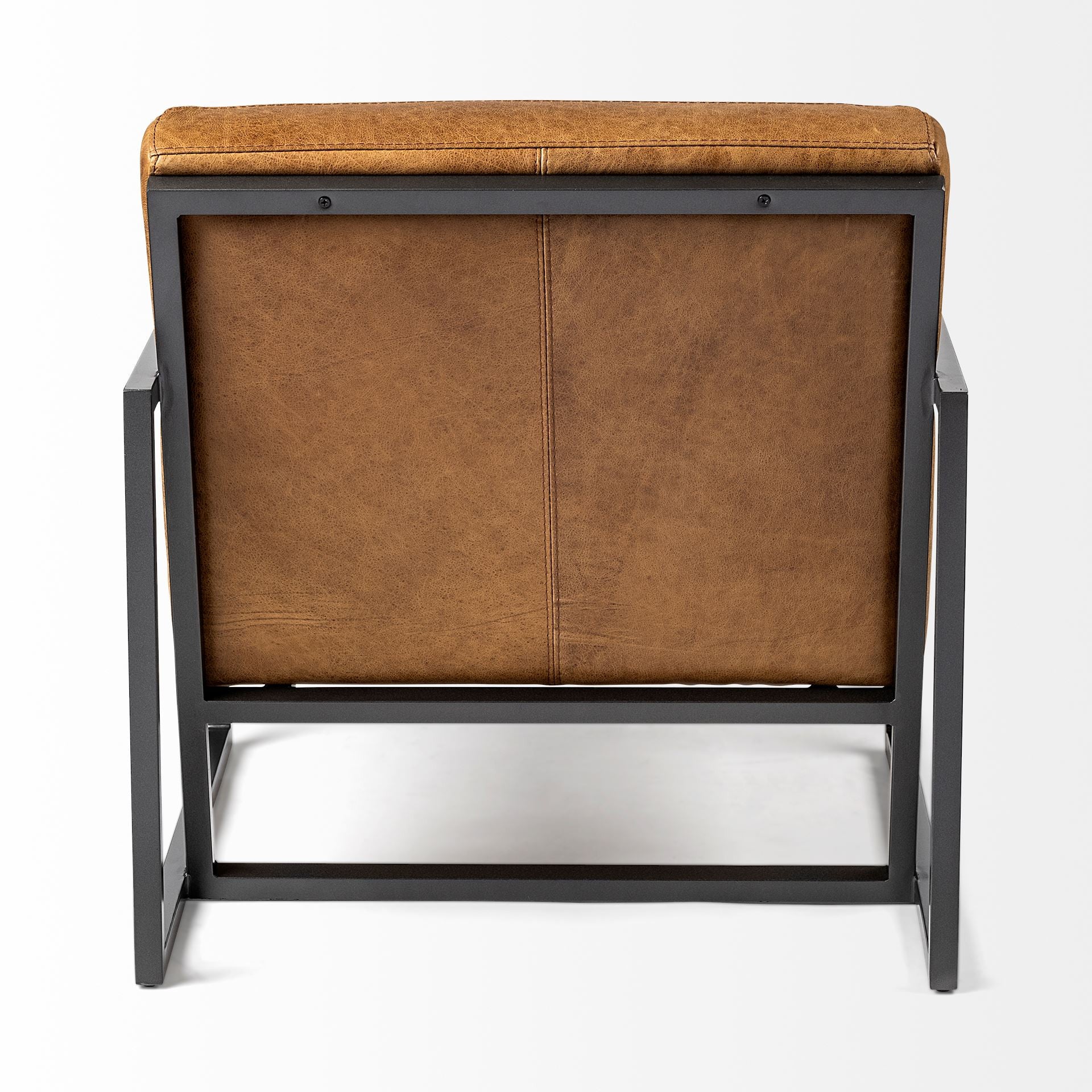 32" Brown and Black Faux Leather Distressed Arm Chair - GreatEagleInc