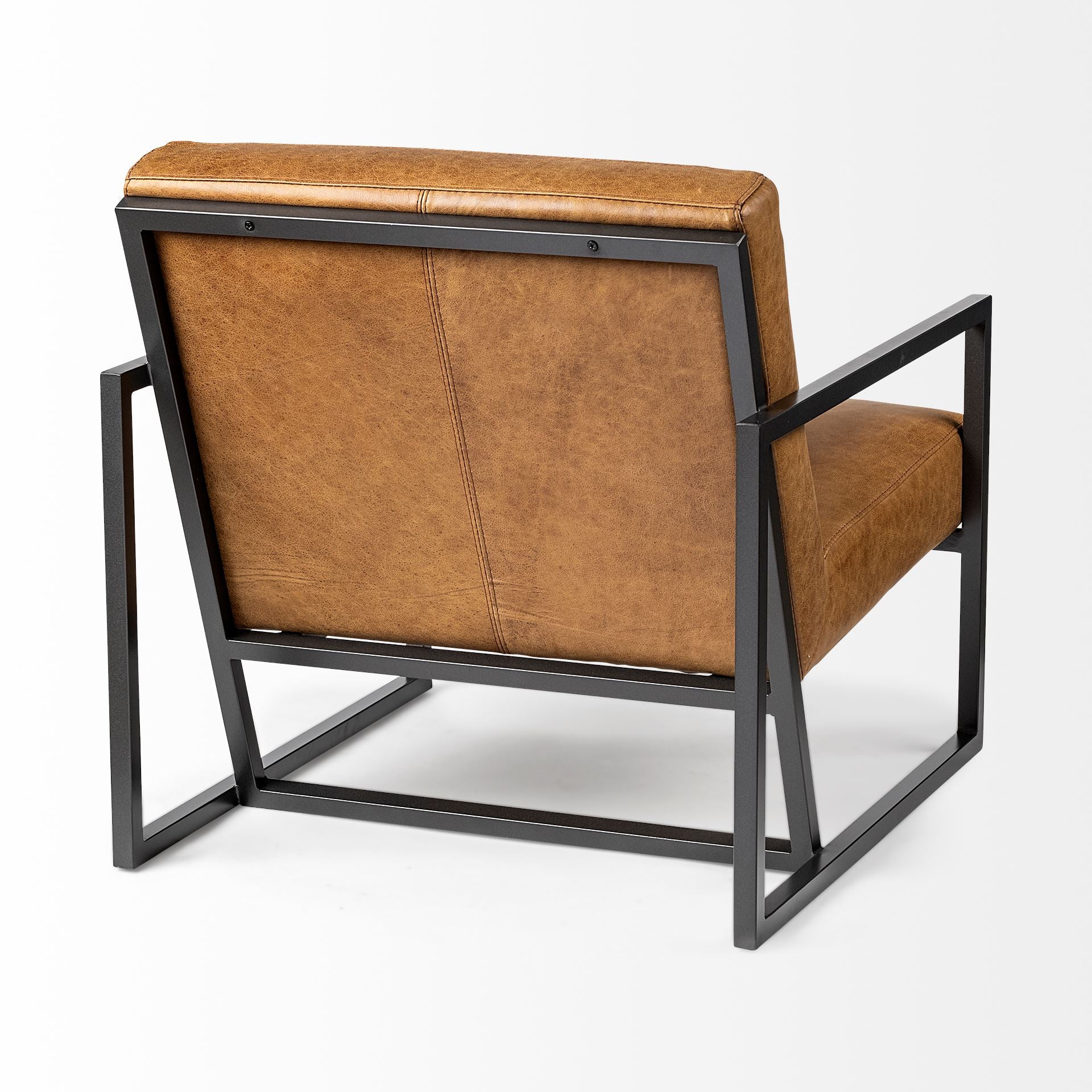 32" Brown and Black Faux Leather Distressed Arm Chair - GreatEagleInc