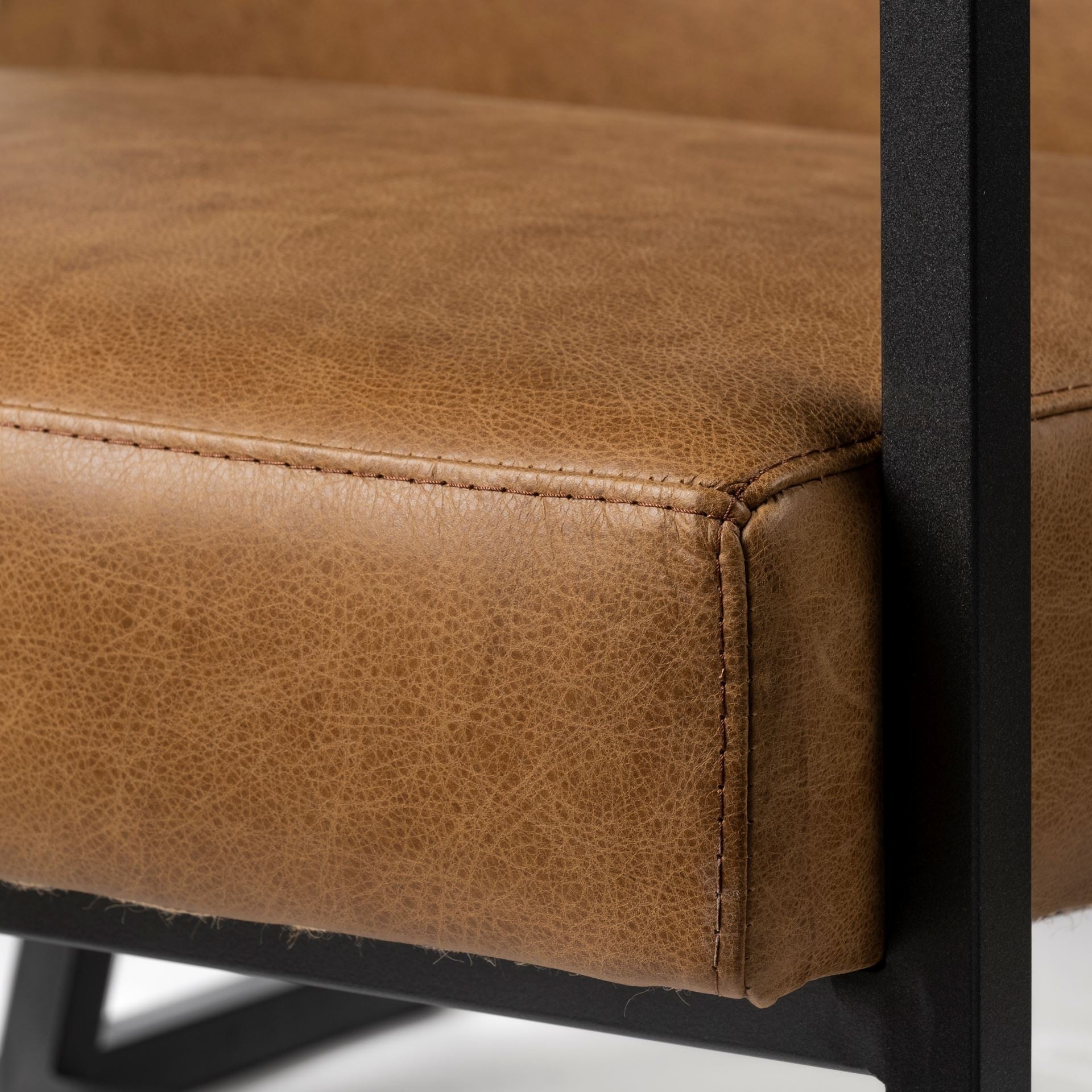 32" Brown and Black Faux Leather Distressed Arm Chair - GreatEagleInc